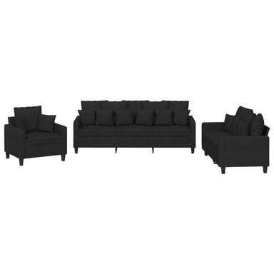 3-delige Loungeset met kussens stof zwart