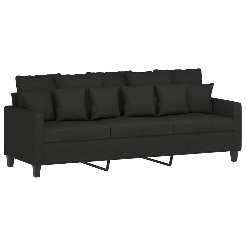 3-delige Loungeset met kussens stof zwart