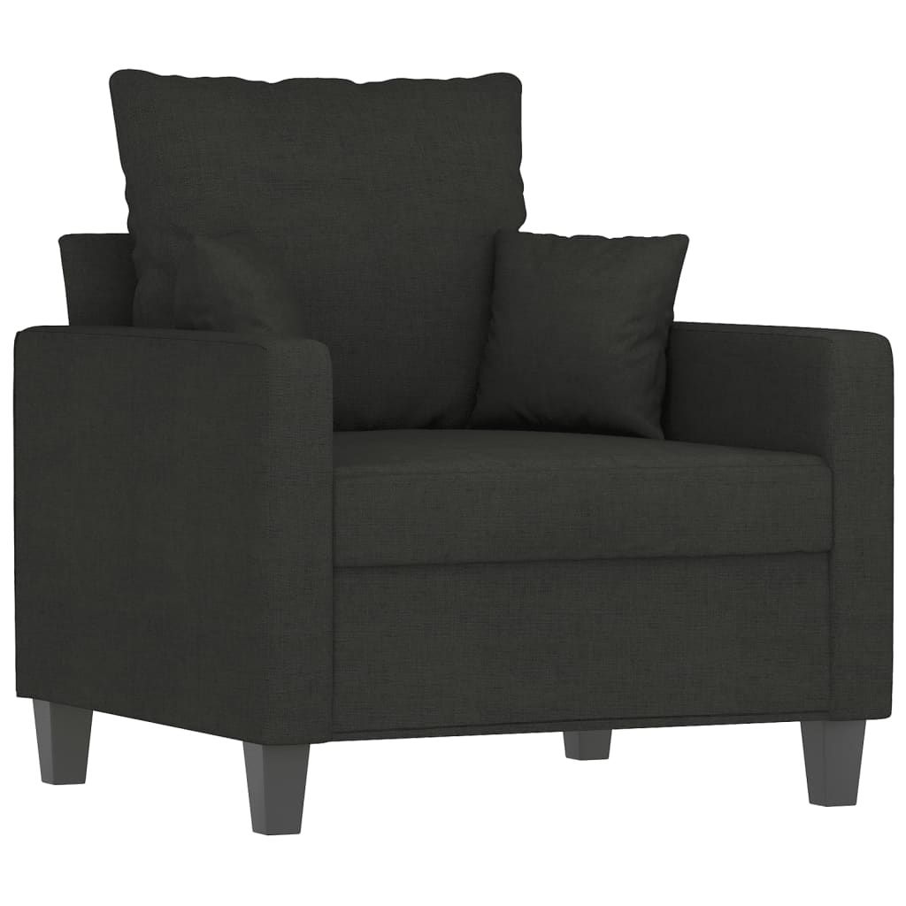 3-delige Loungeset met kussens stof zwart