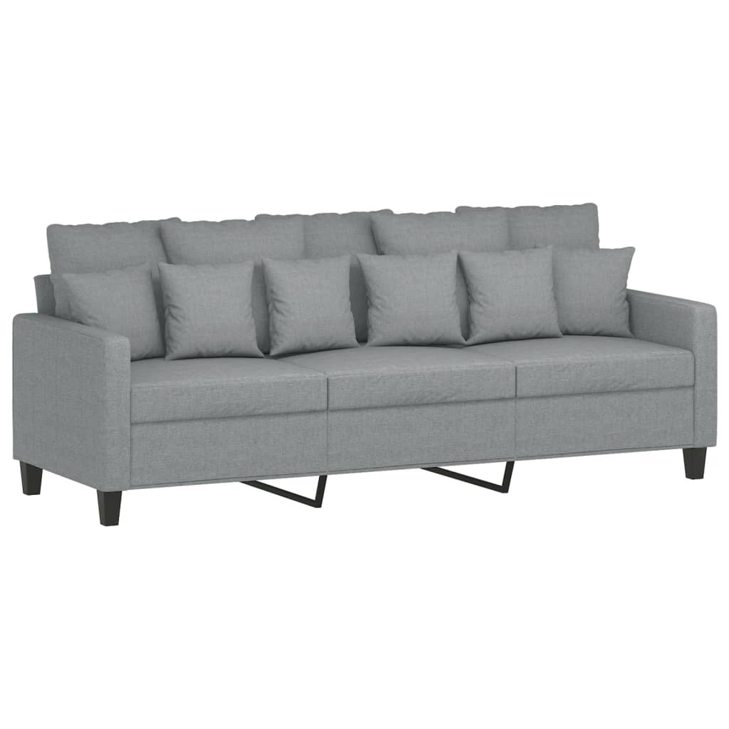4-delige Loungeset met kussens stof lichtgrijs