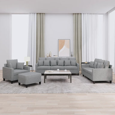 4-delige Loungeset met kussens stof lichtgrijs