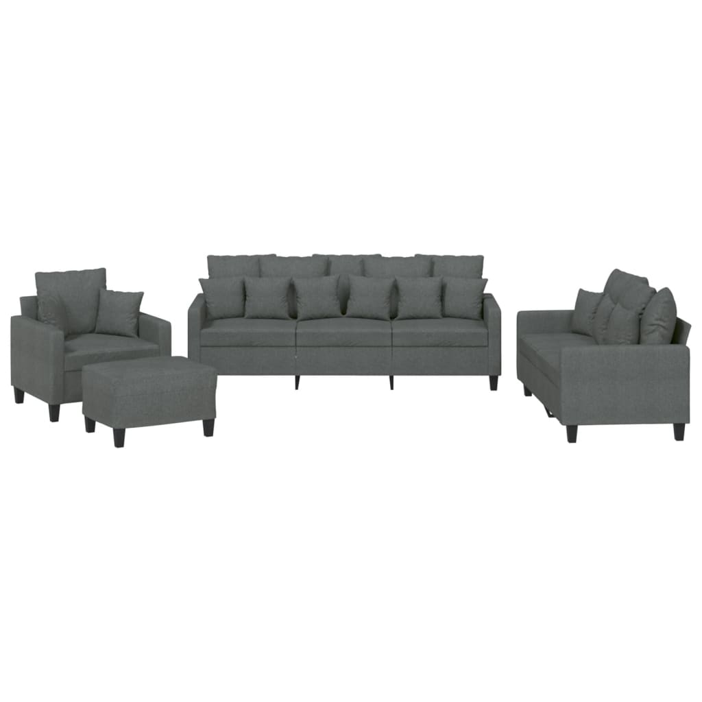 4-delige Loungeset met kussens stof donkergrijs