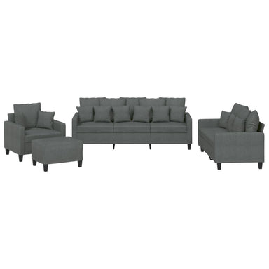 4-delige Loungeset met kussens stof donkergrijs