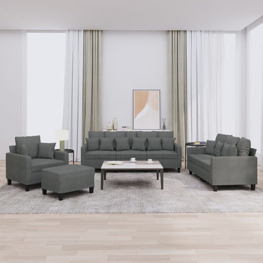 4-delige Loungeset met kussens stof donkergrijs