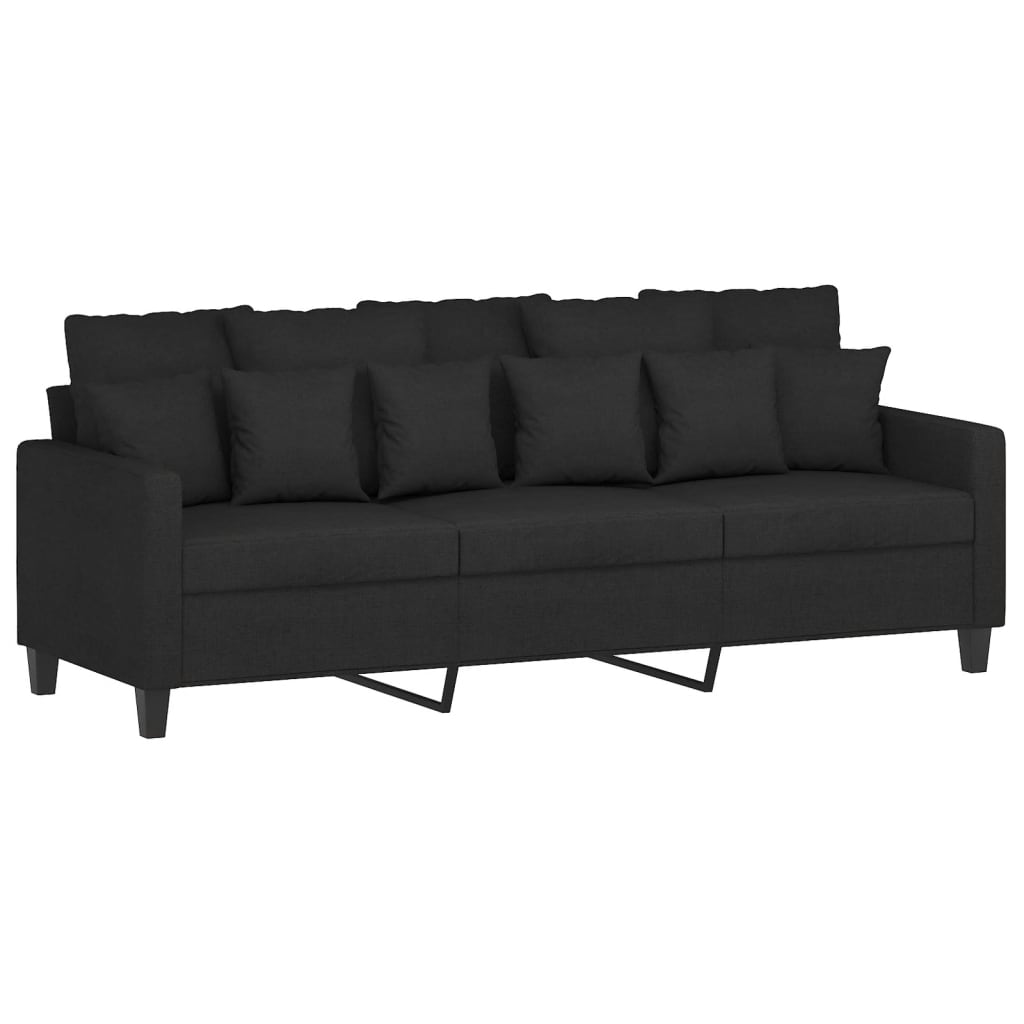 4-delige Loungeset met kussens stof zwart