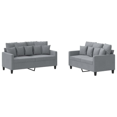 2-delige Loungeset met kussens stof lichtgrijs
