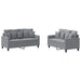 2-delige Loungeset met kussens stof lichtgrijs