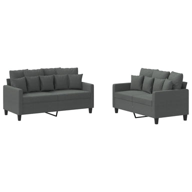 2-delige Loungeset met kussens stof donkergrijs