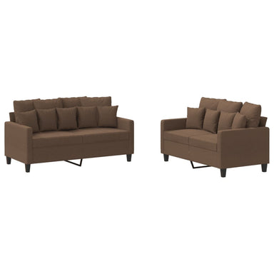2-delige Loungeset met kussens stof bruin