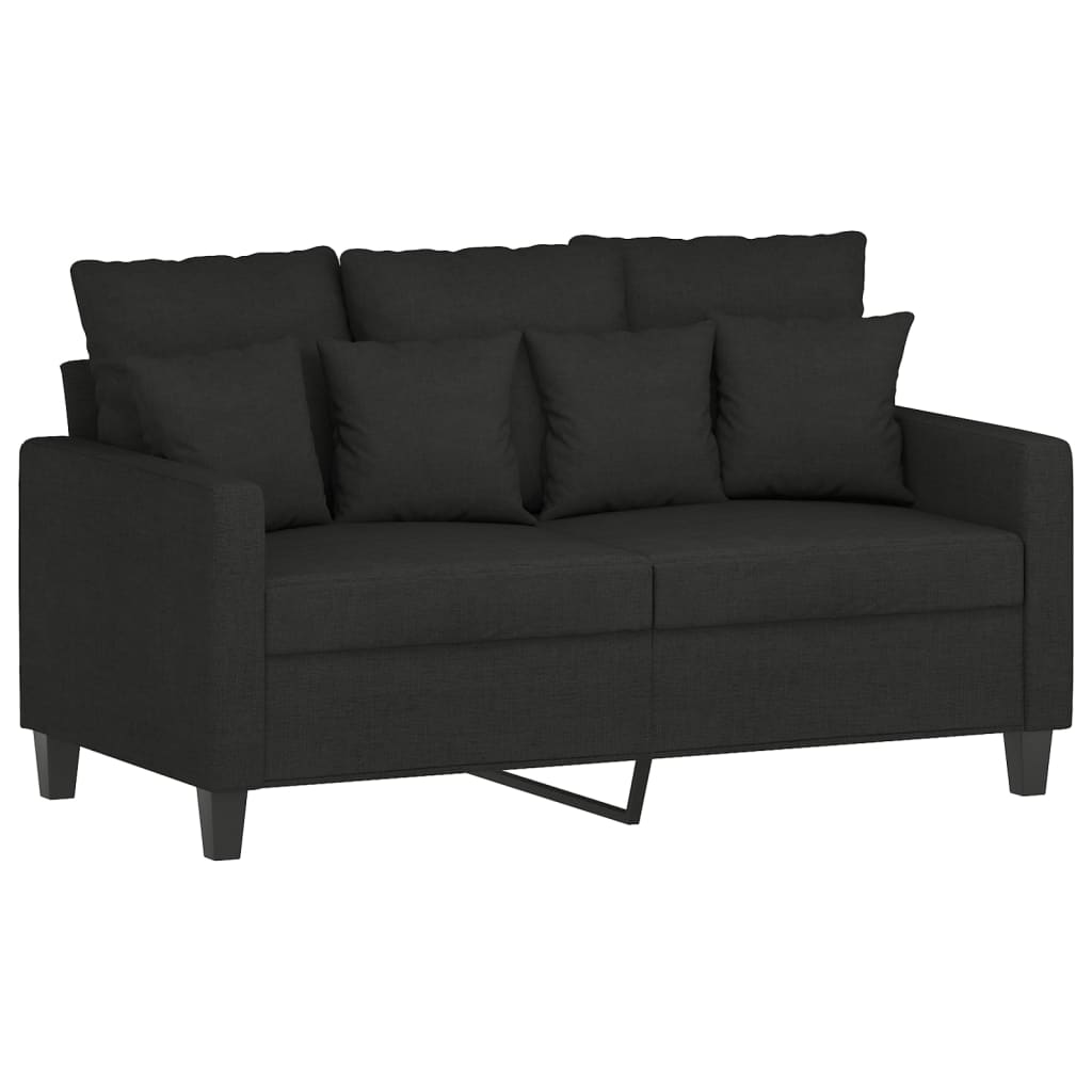 2-delige loungeset met kussens stof zwart
