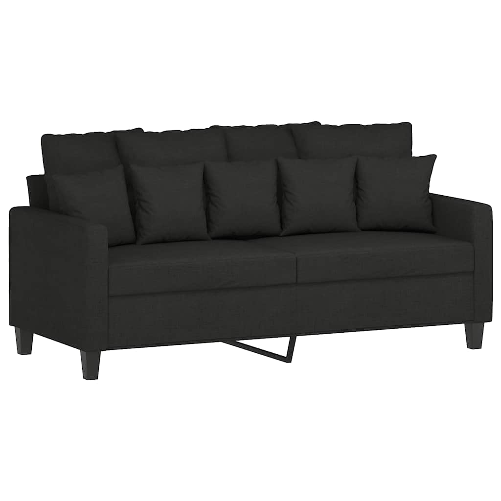2-delige loungeset met kussens stof zwart