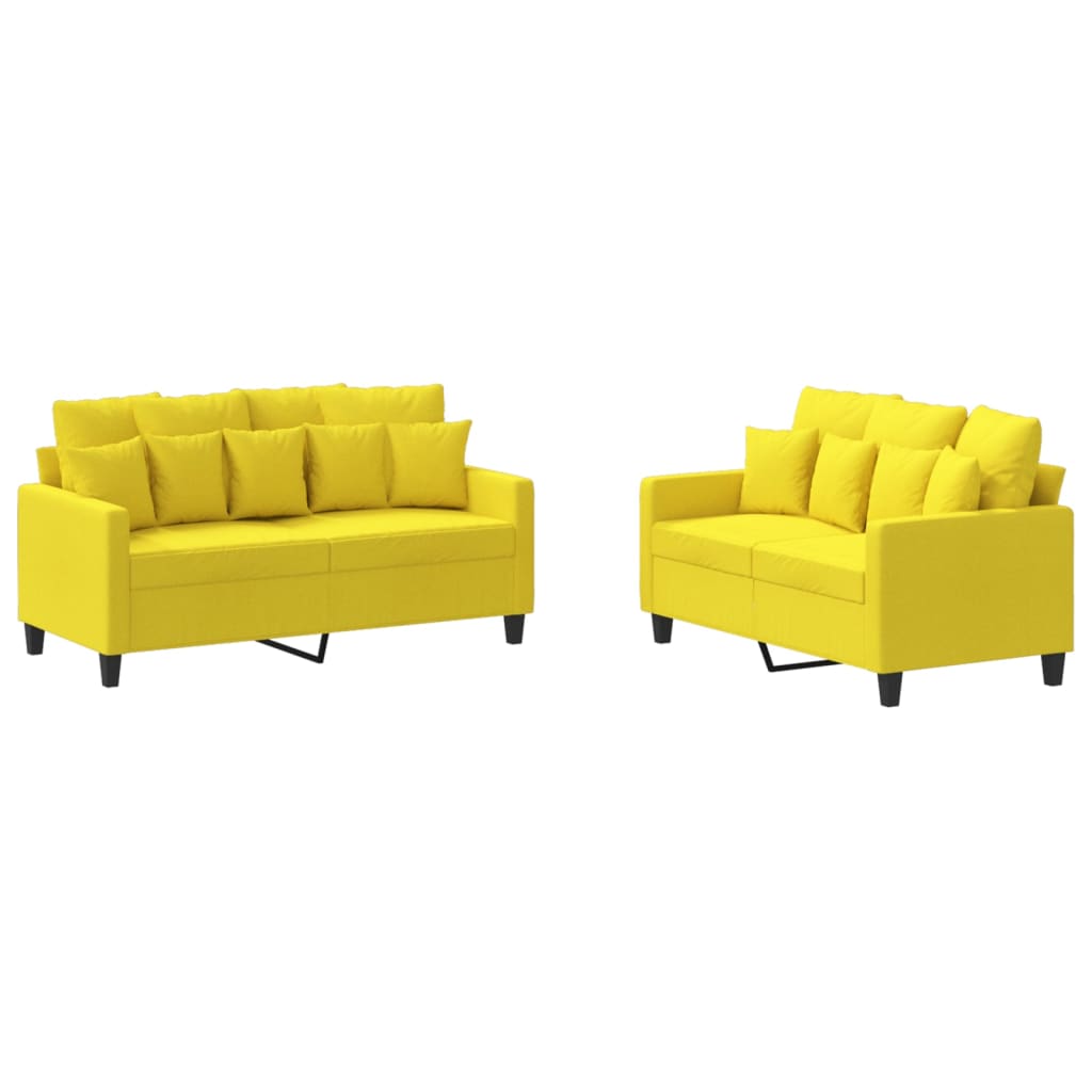 2-delige Loungeset met kussens stof lichtgeel