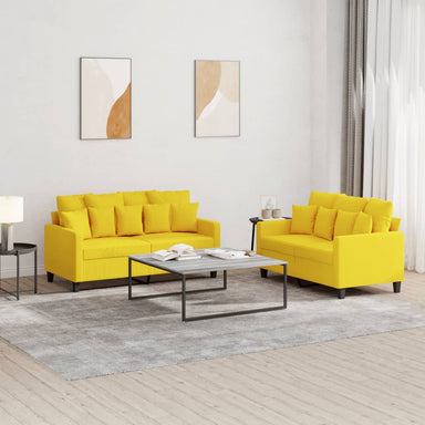 2-delige Loungeset met kussens stof lichtgeel