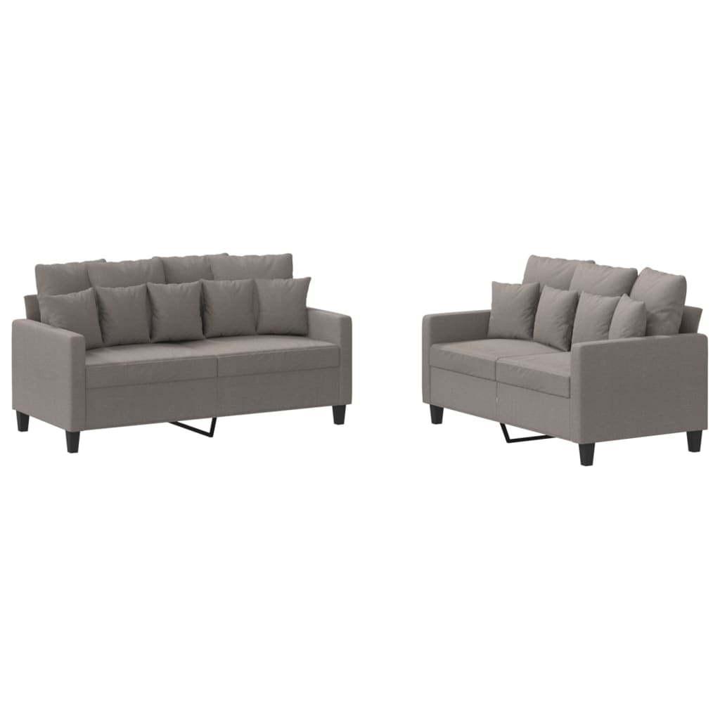 2-delige Loungeset met kussens stof taupe