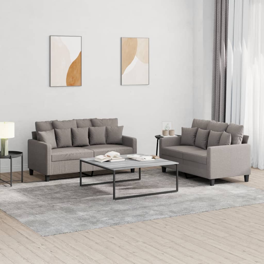 2-delige Loungeset met kussens stof taupe