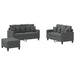 3-delige Loungeset met kussens stof donkergrijs