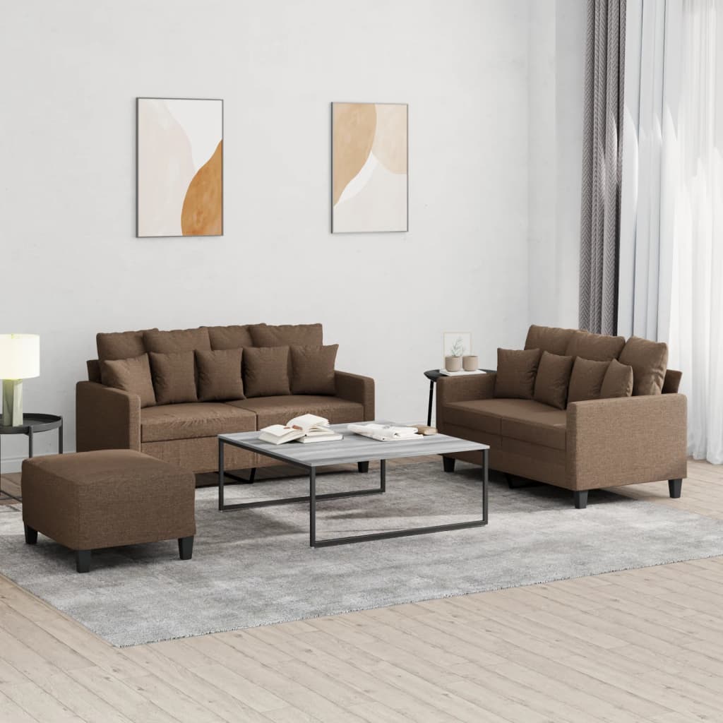 4-delige Loungeset met kussens stof bruin