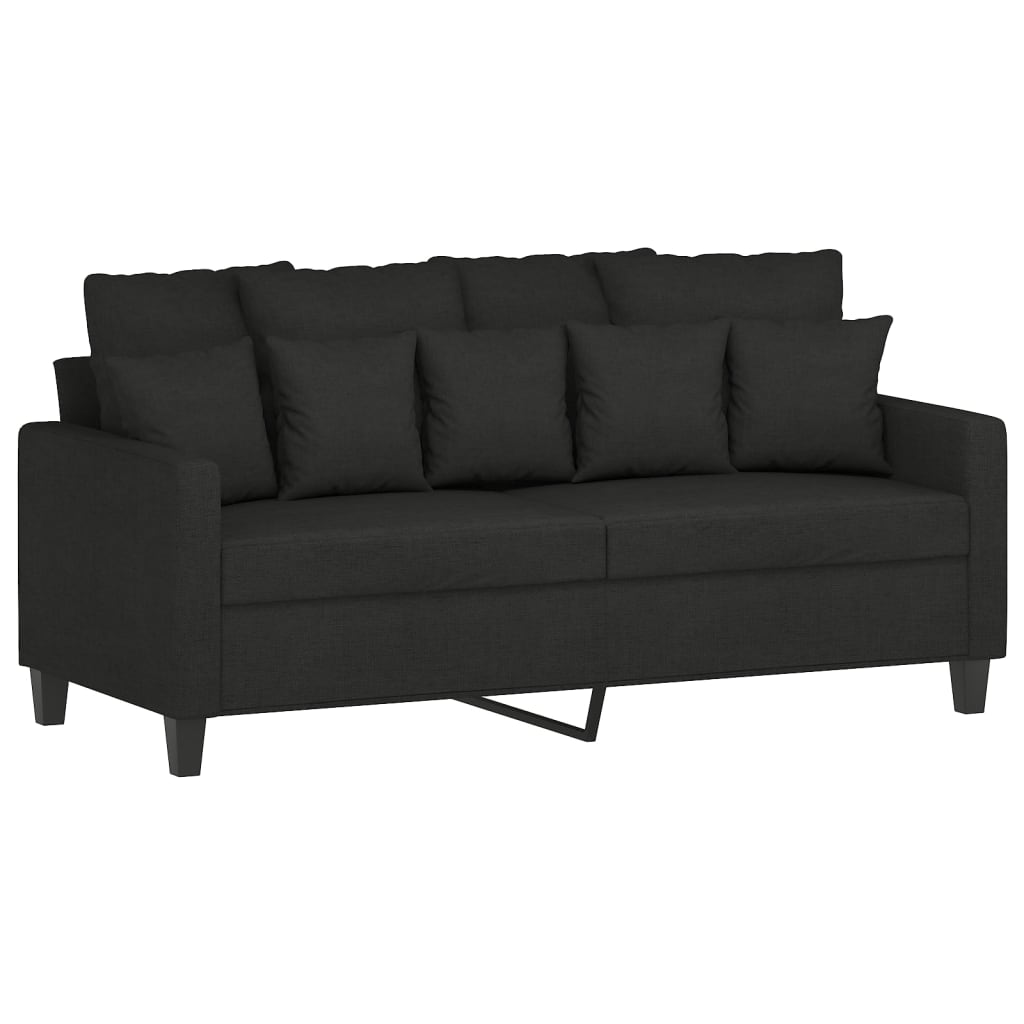 3-delige loungeset met kussens stof zwart