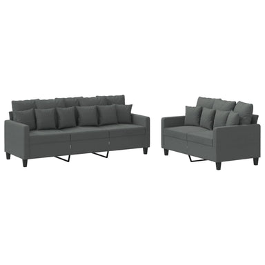 2-delige Loungeset met kussens stof donkergrijs