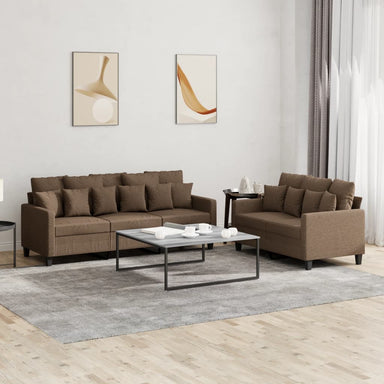 2-delige Loungeset met kussens stof bruin