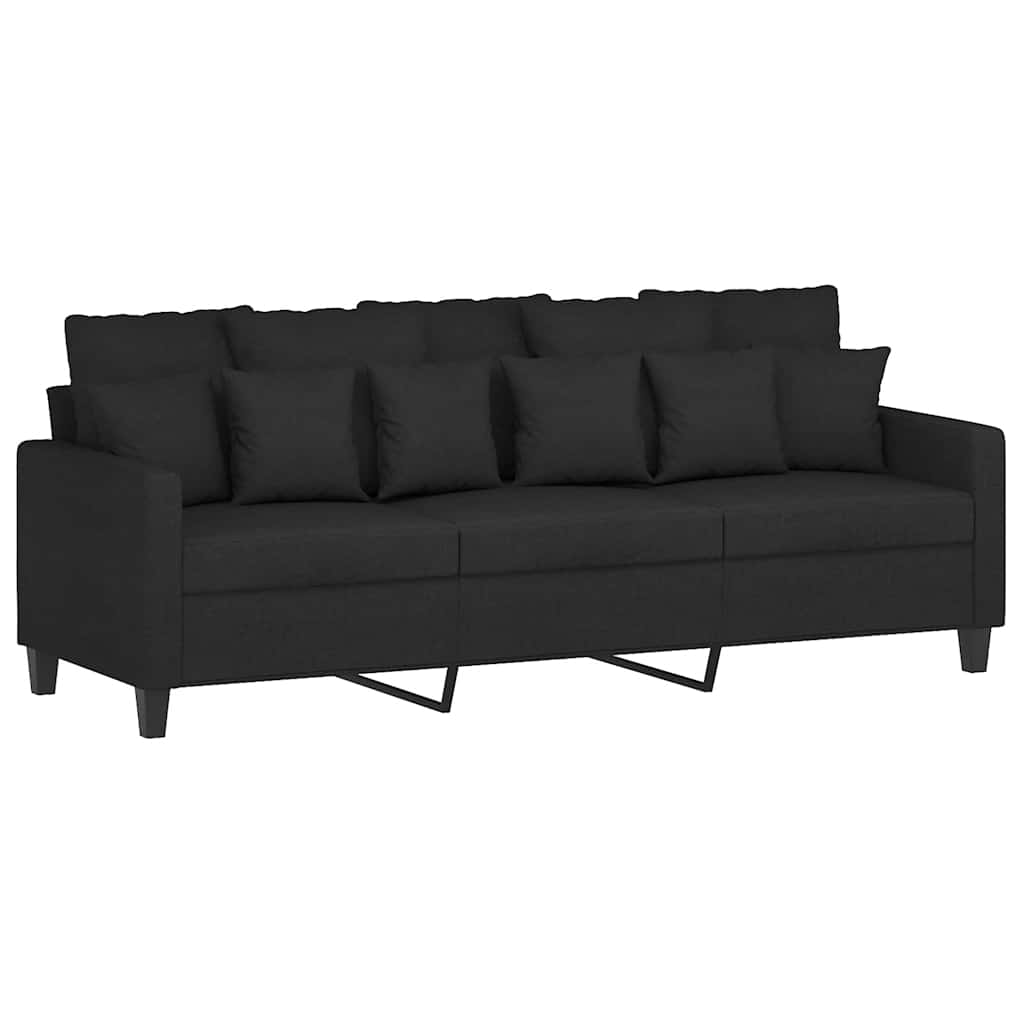 2-delige loungeset met kussens stof zwart