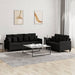 2-delige loungeset met kussens stof zwart