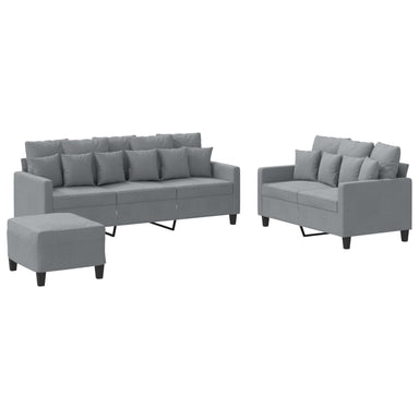 3-delige Loungeset met kussens stof lichtgrijs