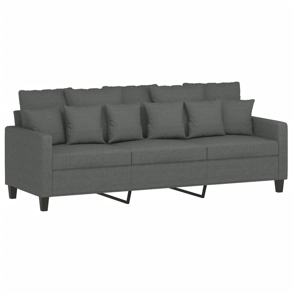 3-delige Loungeset met kussens stof donkergrijs