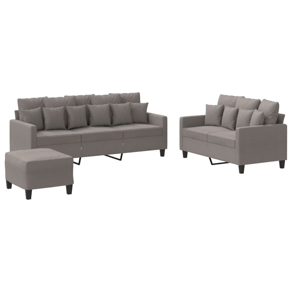 3-delige Loungeset met kussens stof taupe