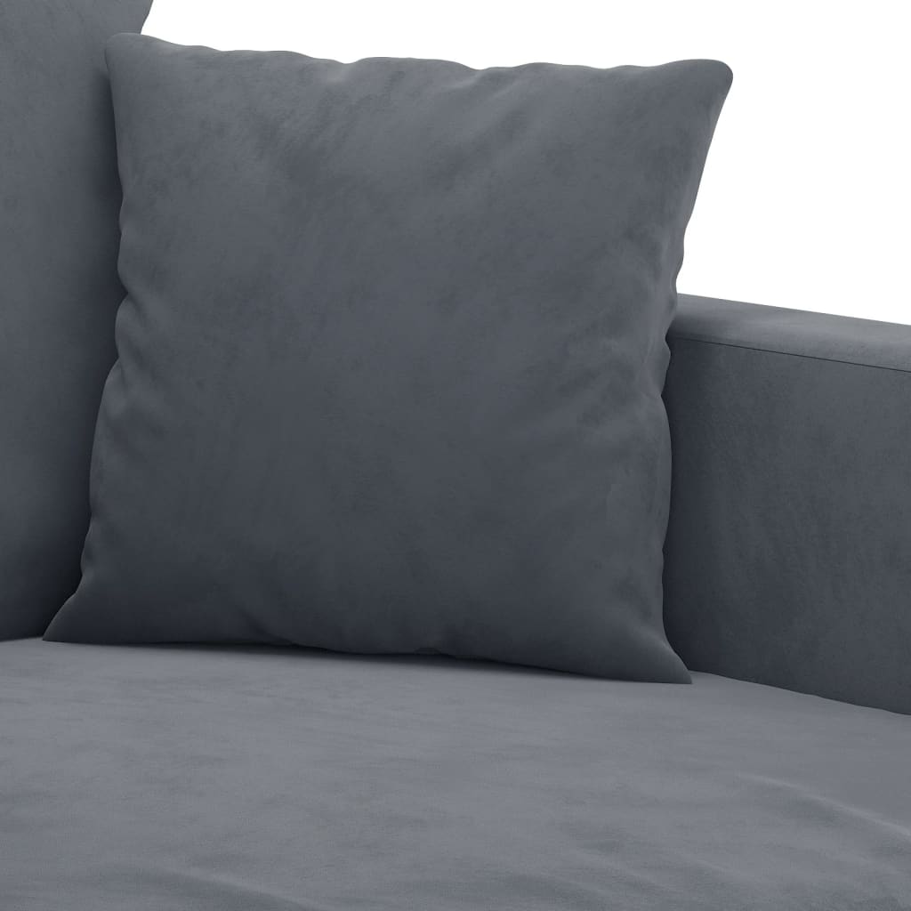 3-delige Loungeset met kussens fluweel donkergrijs