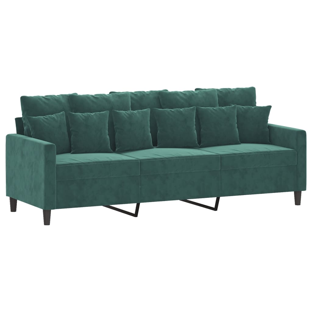 3-delige Loungeset met kussens fluweel donkergroen
