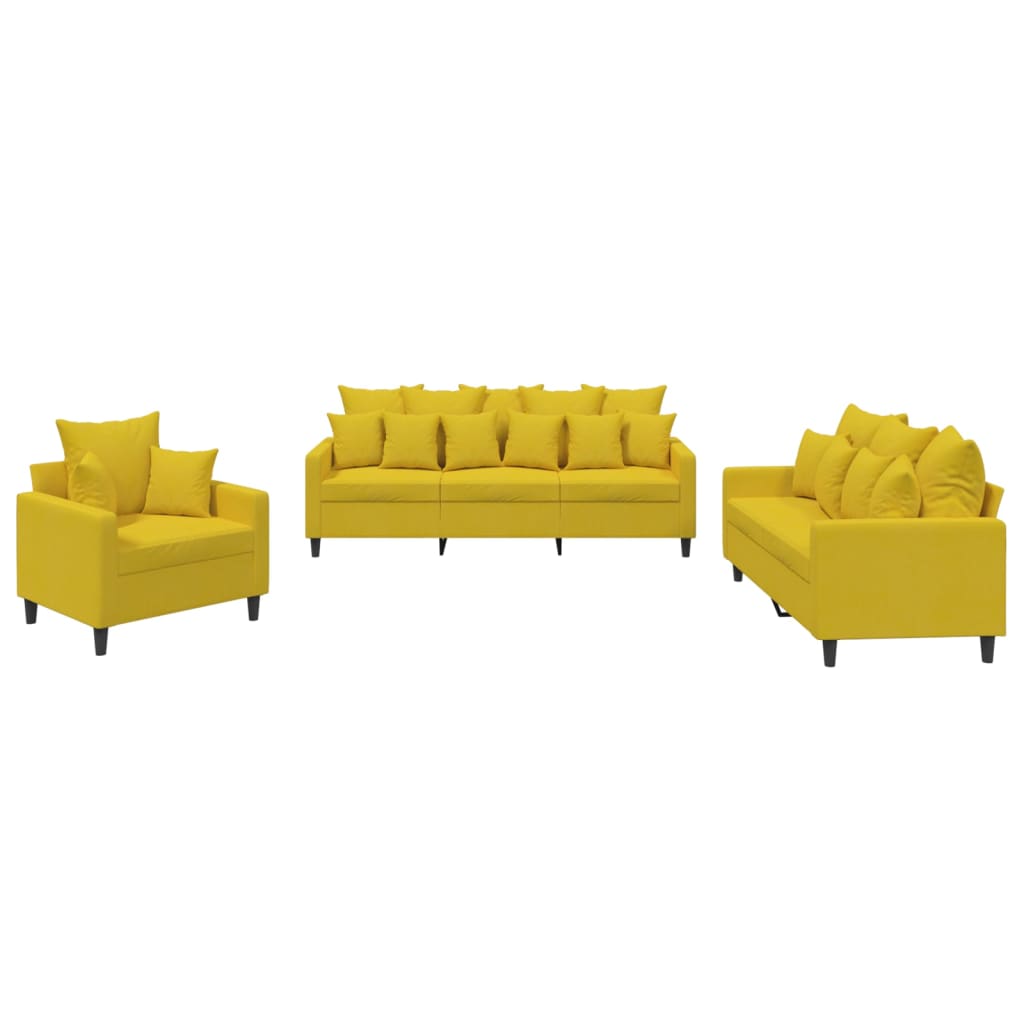 3-delige Loungeset met kussens fluweel geel