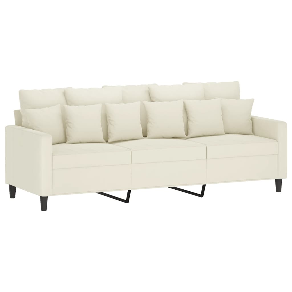 3-delige Loungeset met kussens fluweel crèmekleurig