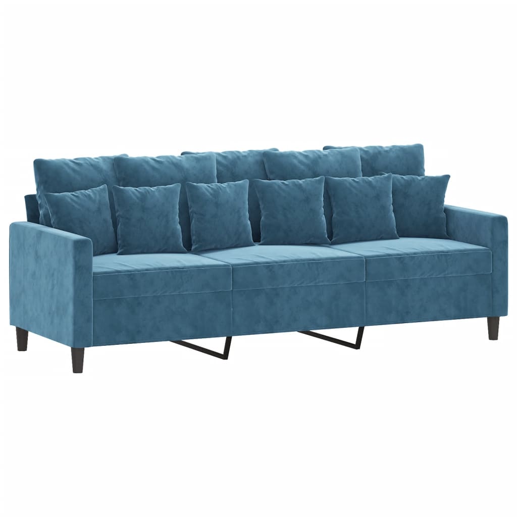 3-delige Loungeset met kussens fluweel blauw