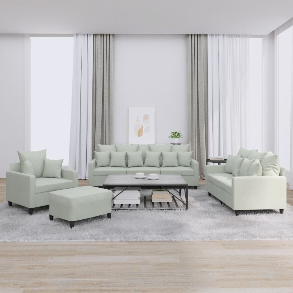 4-delige Loungeset met kussens fluweel lichtgrijs
