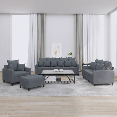 4-delige Loungeset met kussens fluweel donkergrijs