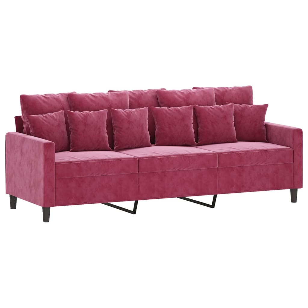 4-delige Loungeset met kussens fluweel wijnrood