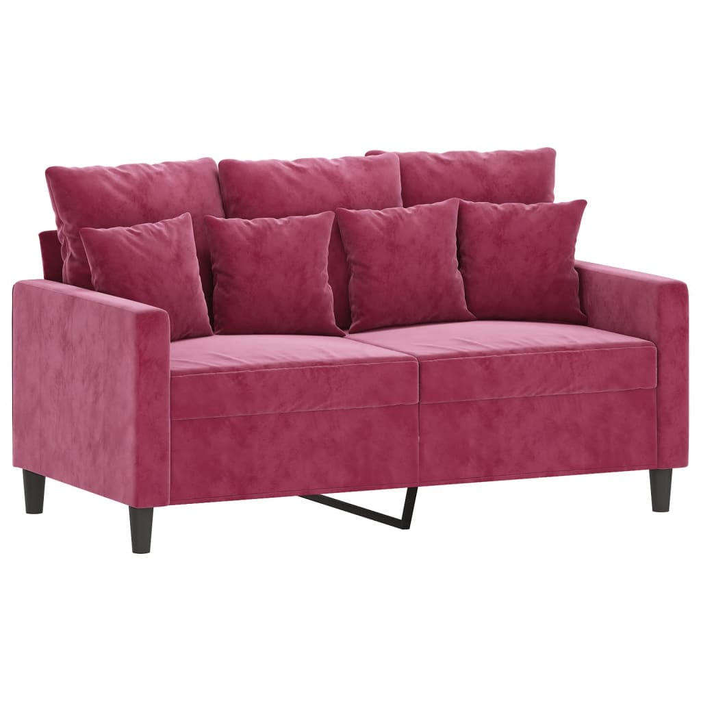4-delige Loungeset met kussens fluweel wijnrood