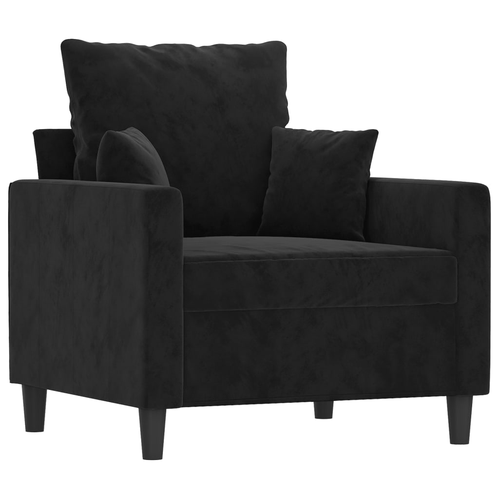 4-delige Loungeset met kussens fluweel zwart