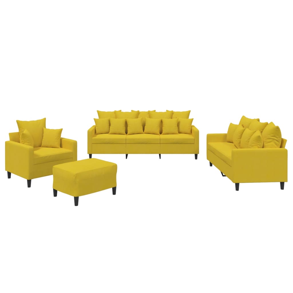 4-delige Loungeset met kussens fluweel geel