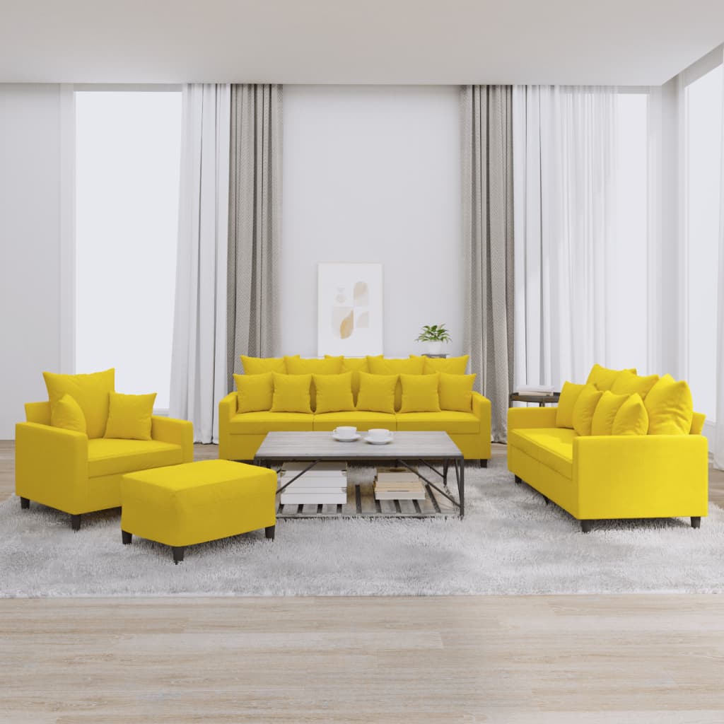 4-delige Loungeset met kussens fluweel geel