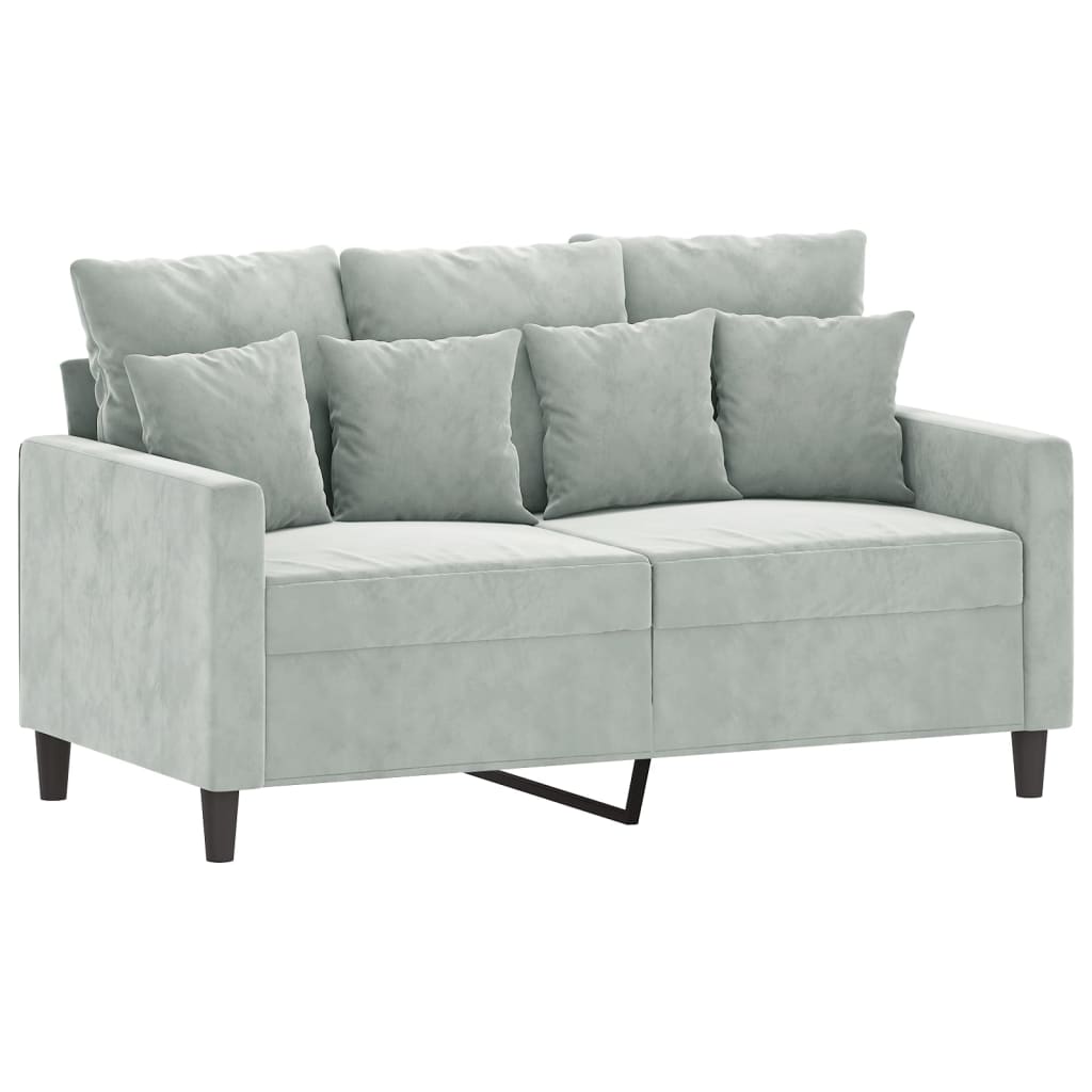 2-delige Loungeset met kussens fluweel lichtgrijs