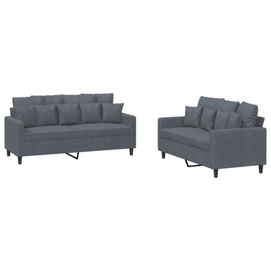 2-delige Loungeset met kussens fluweel donkergrijs
