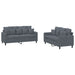 2-delige Loungeset met kussens fluweel donkergrijs