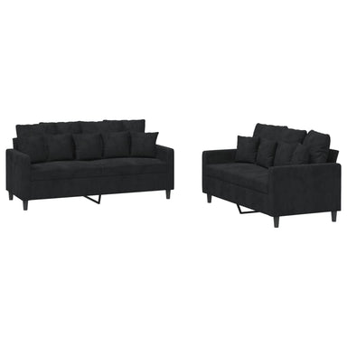 2-delige Loungeset met kussens fluweel zwart