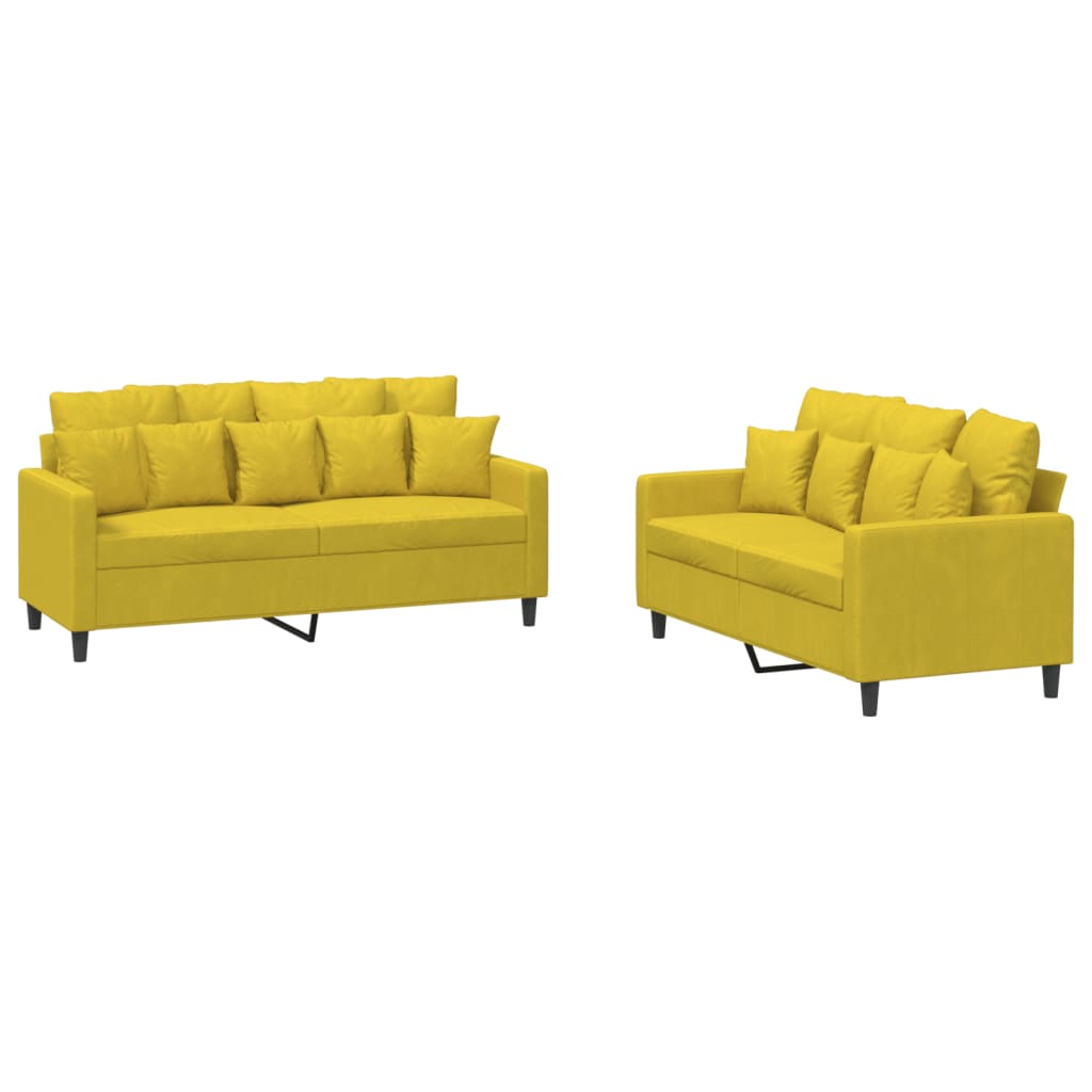 2-delige Loungeset met kussens fluweel geel
