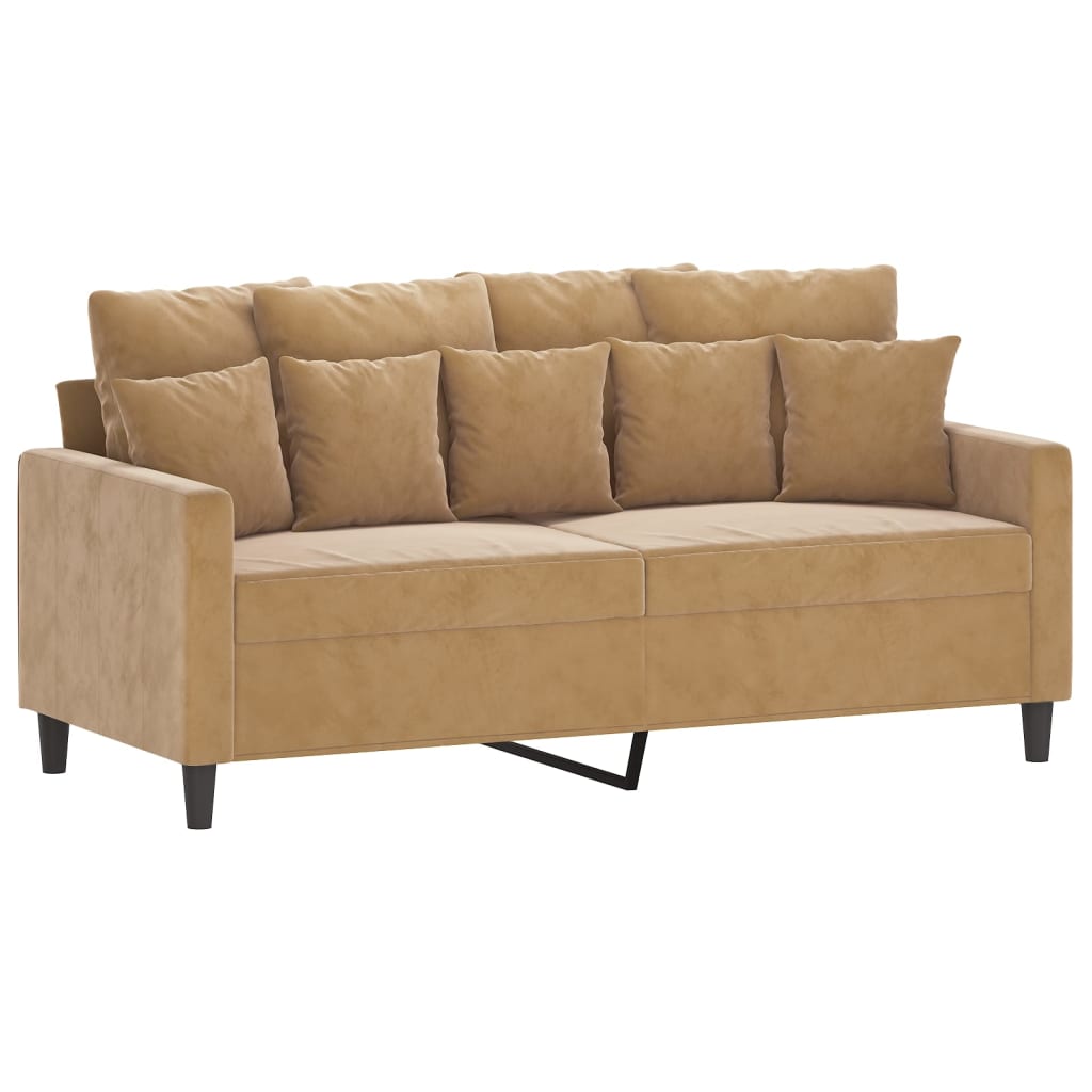2-delige Loungeset met kussens fluweel bruin