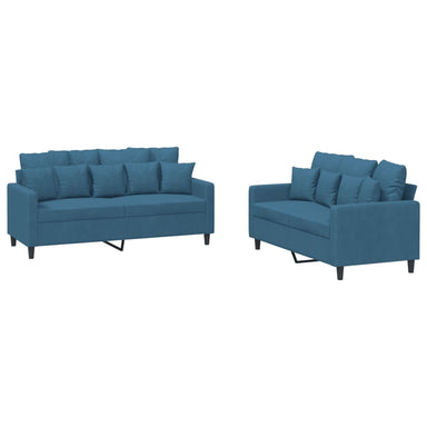 2-delige Loungeset met kussens fluweel blauw