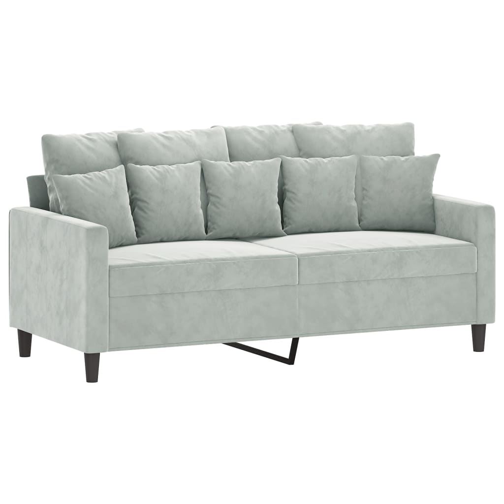 3-delige Loungeset met kussens fluweel lichtgrijs
