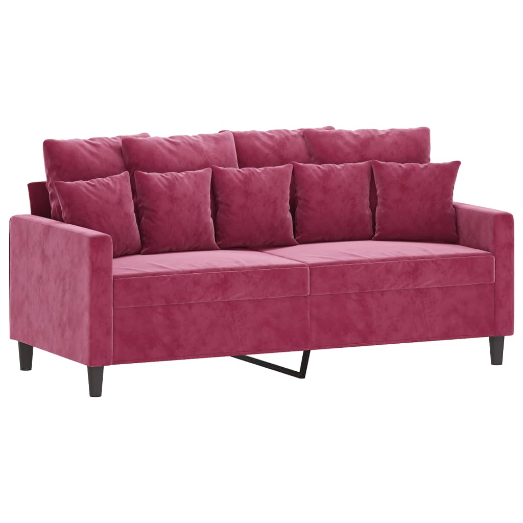 3-delige Loungeset met kussens fluweel wijnrood